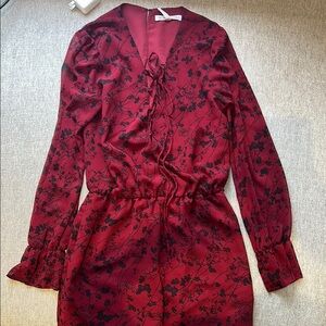 Red Floral Long Sleeve Romper